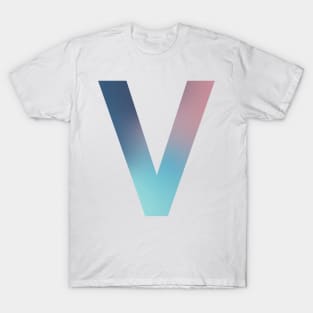 Gradient Letter v Initial Alphabet T-Shirt